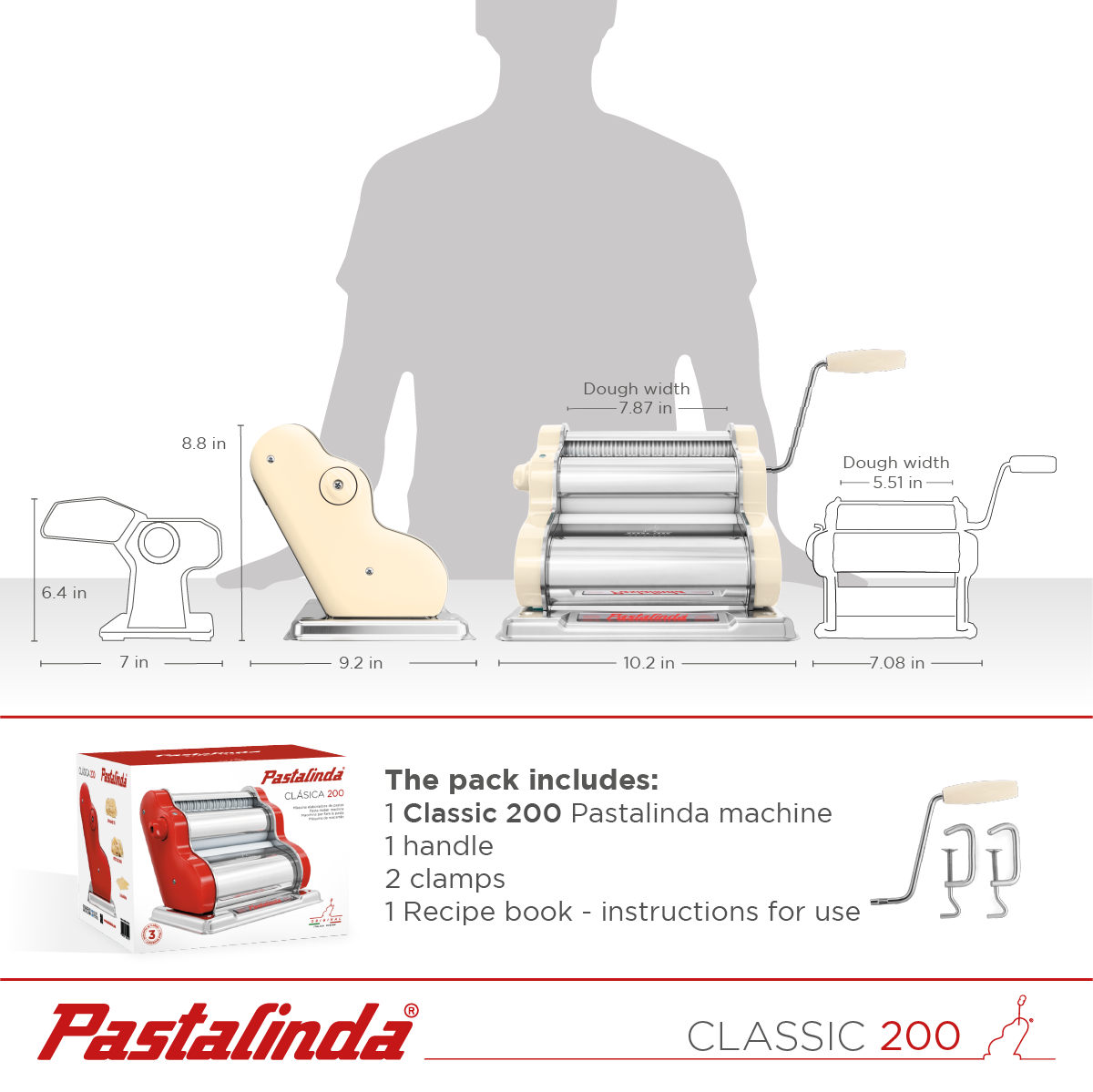 Pastalinda Classic 200 Fiori Cream Pasta Maker