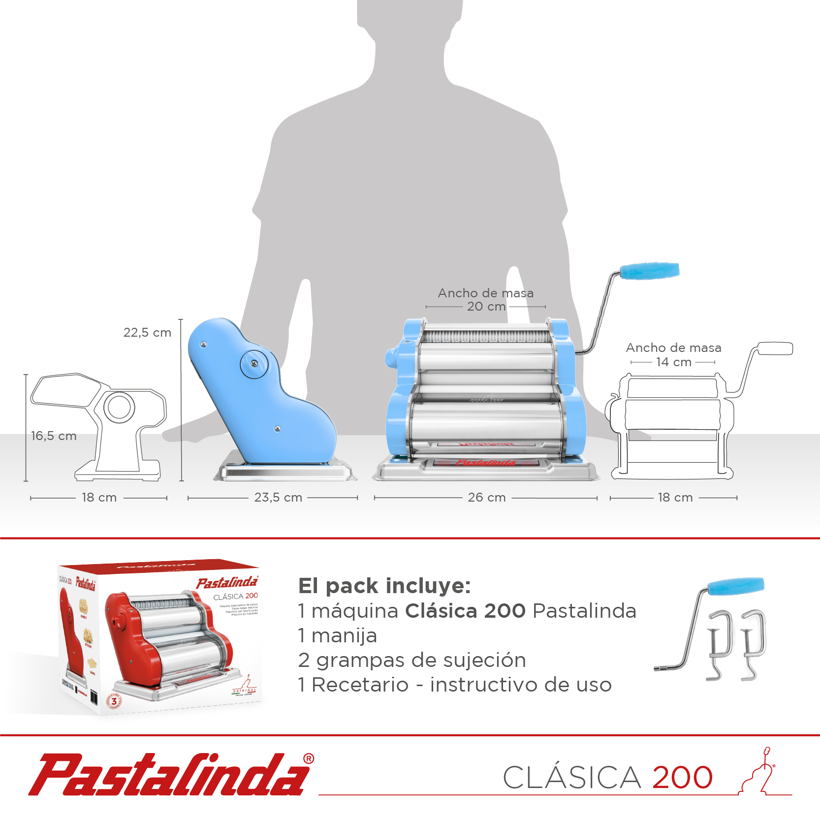 Pastalinda Classic 200 Light Blue Pasta Maker