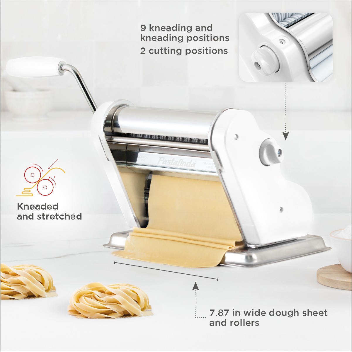 Pastalinda Classic 200 Fiori White Pasta Maker
