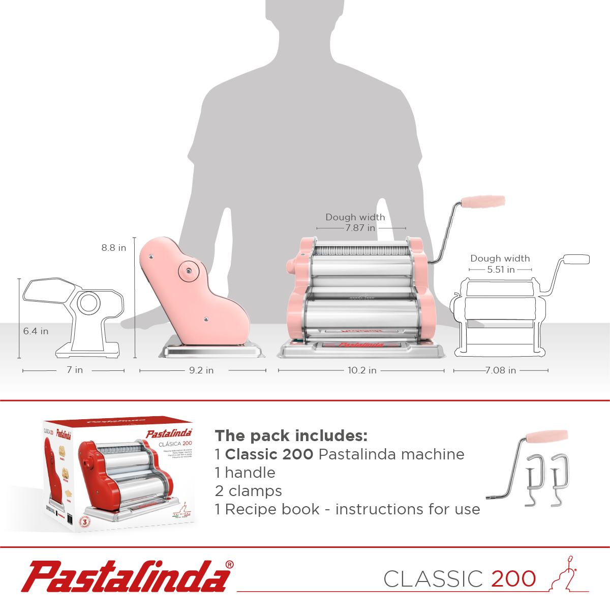 Pastalinda Classic 200 Tango Pink Pasta Maker