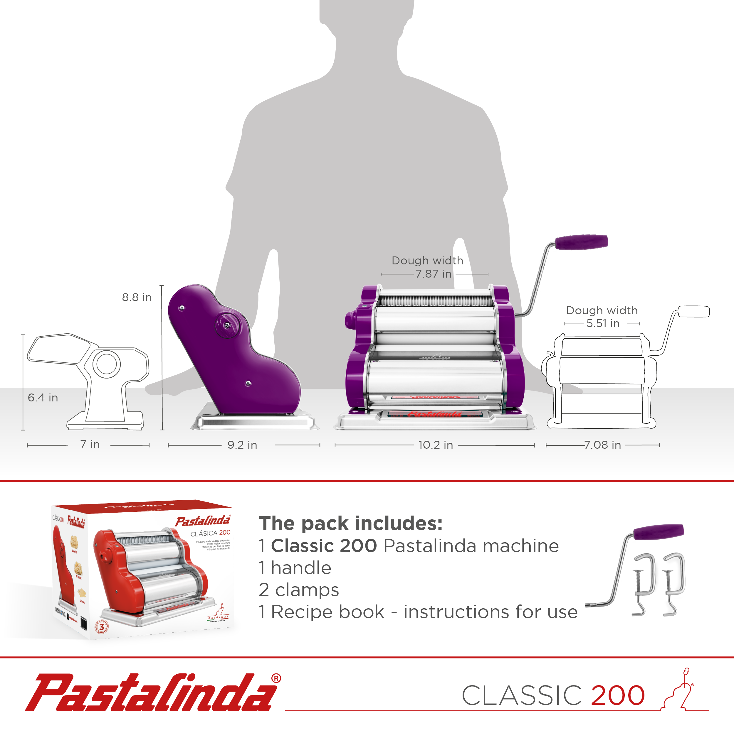 Pastalinda Classic 200 Violet Pasta Maker