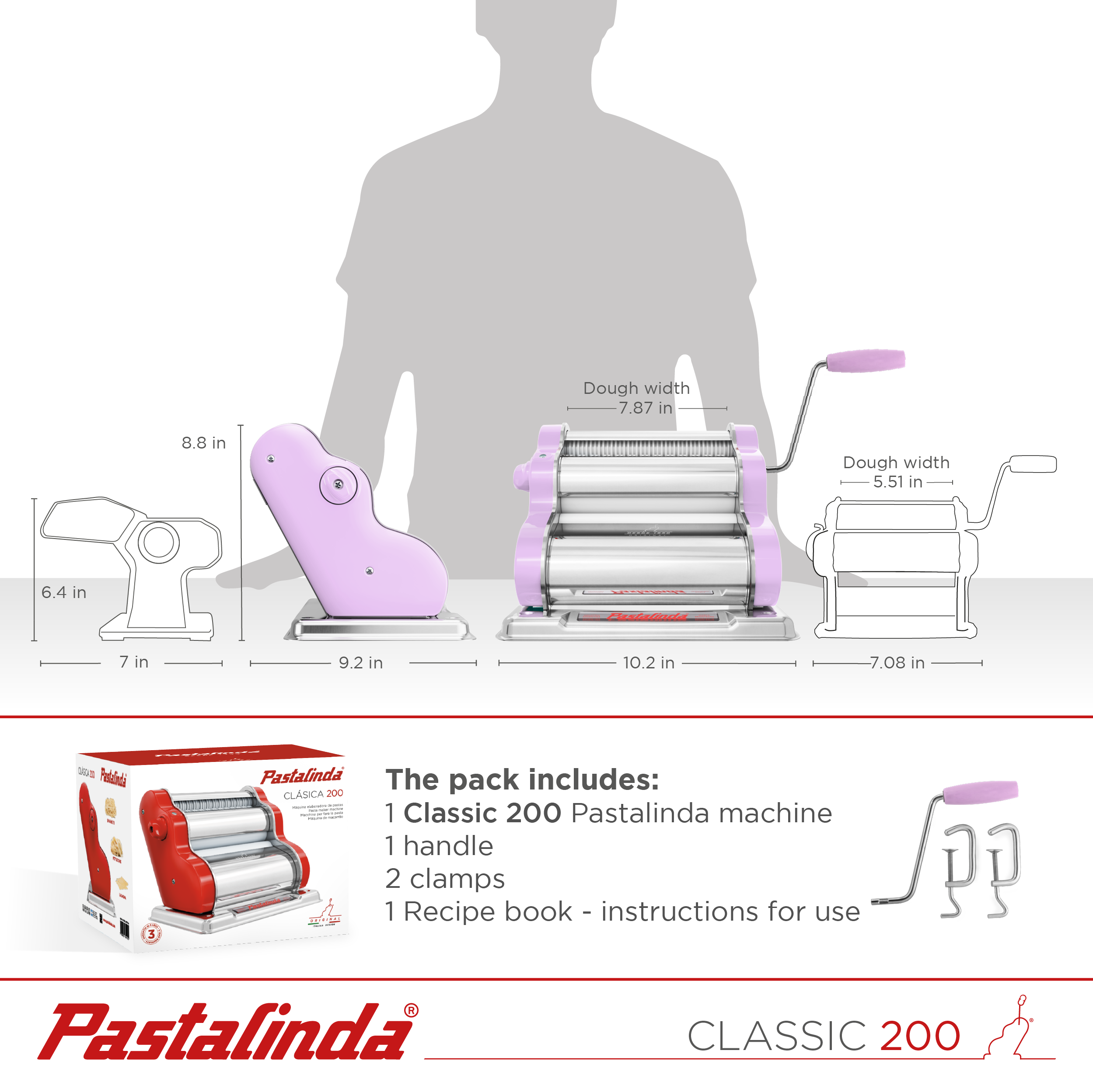 Pastalinda Classic 200 Lilac Pasta Maker