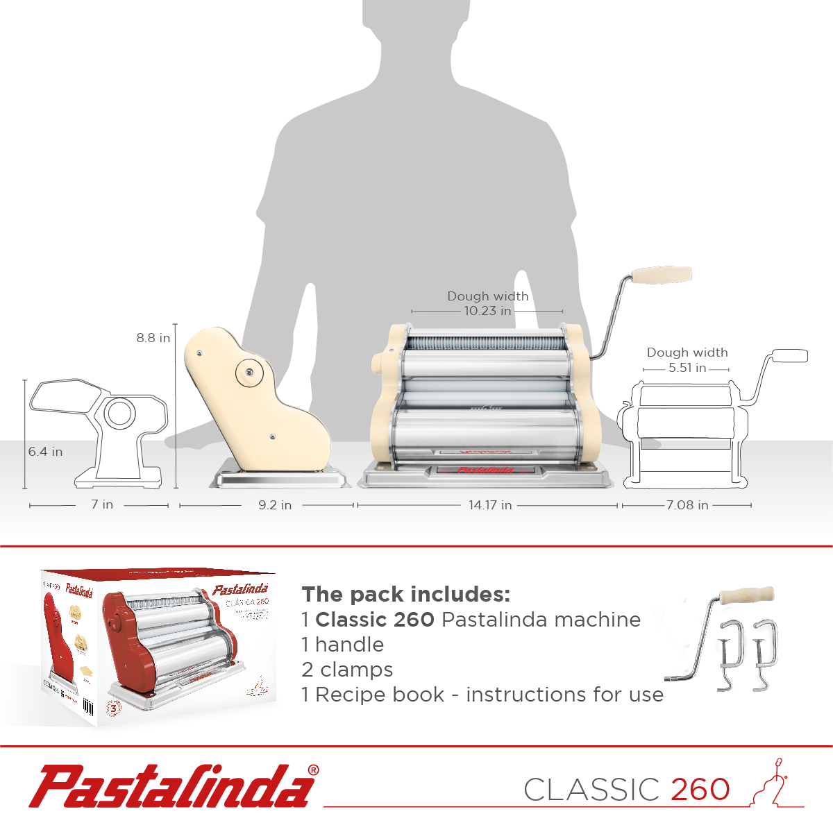 Pastalinda Classic 260 Cream Pasta Maker