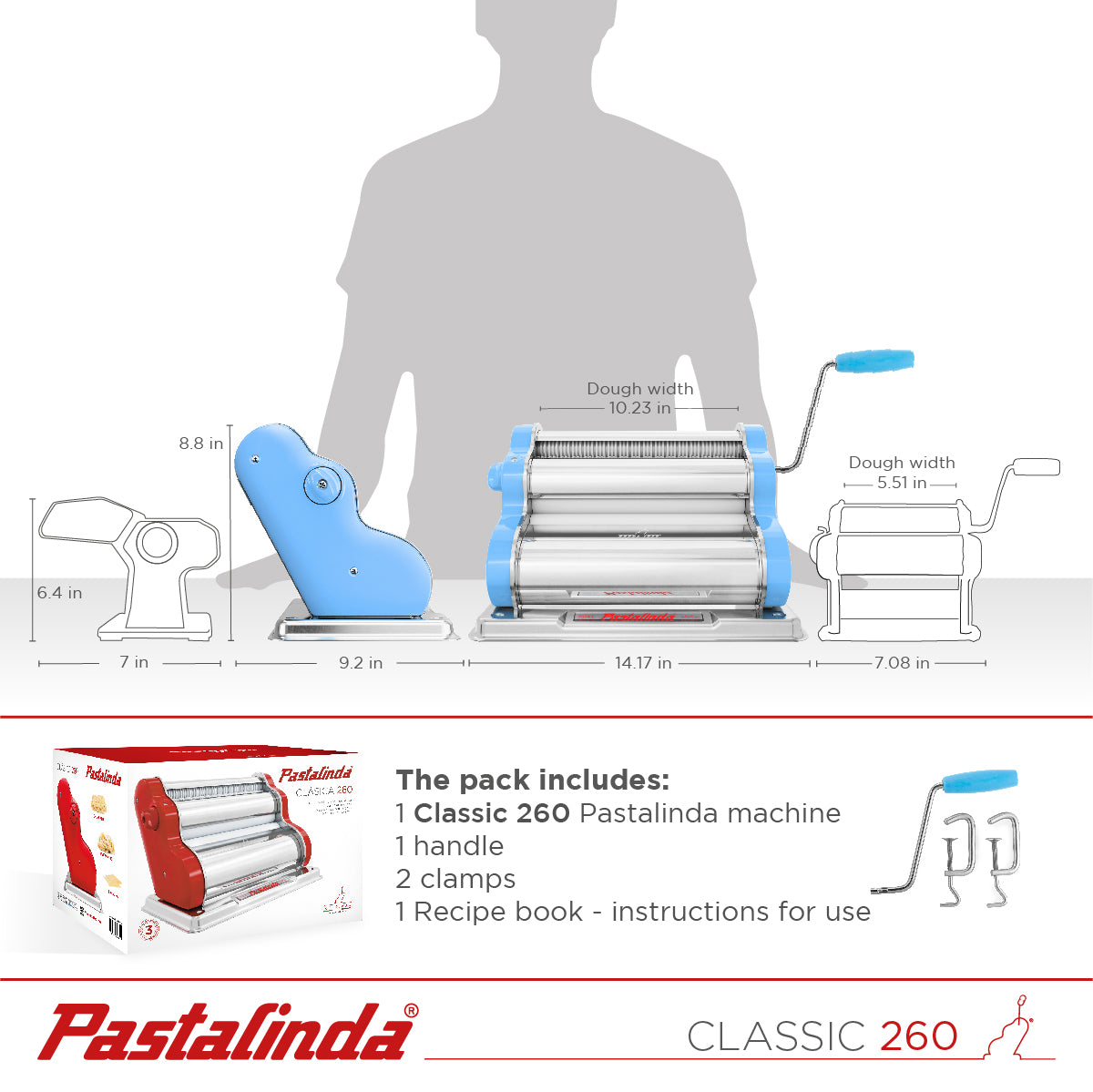 Pastalinda Classic 260 Light Blue Pasta Maker