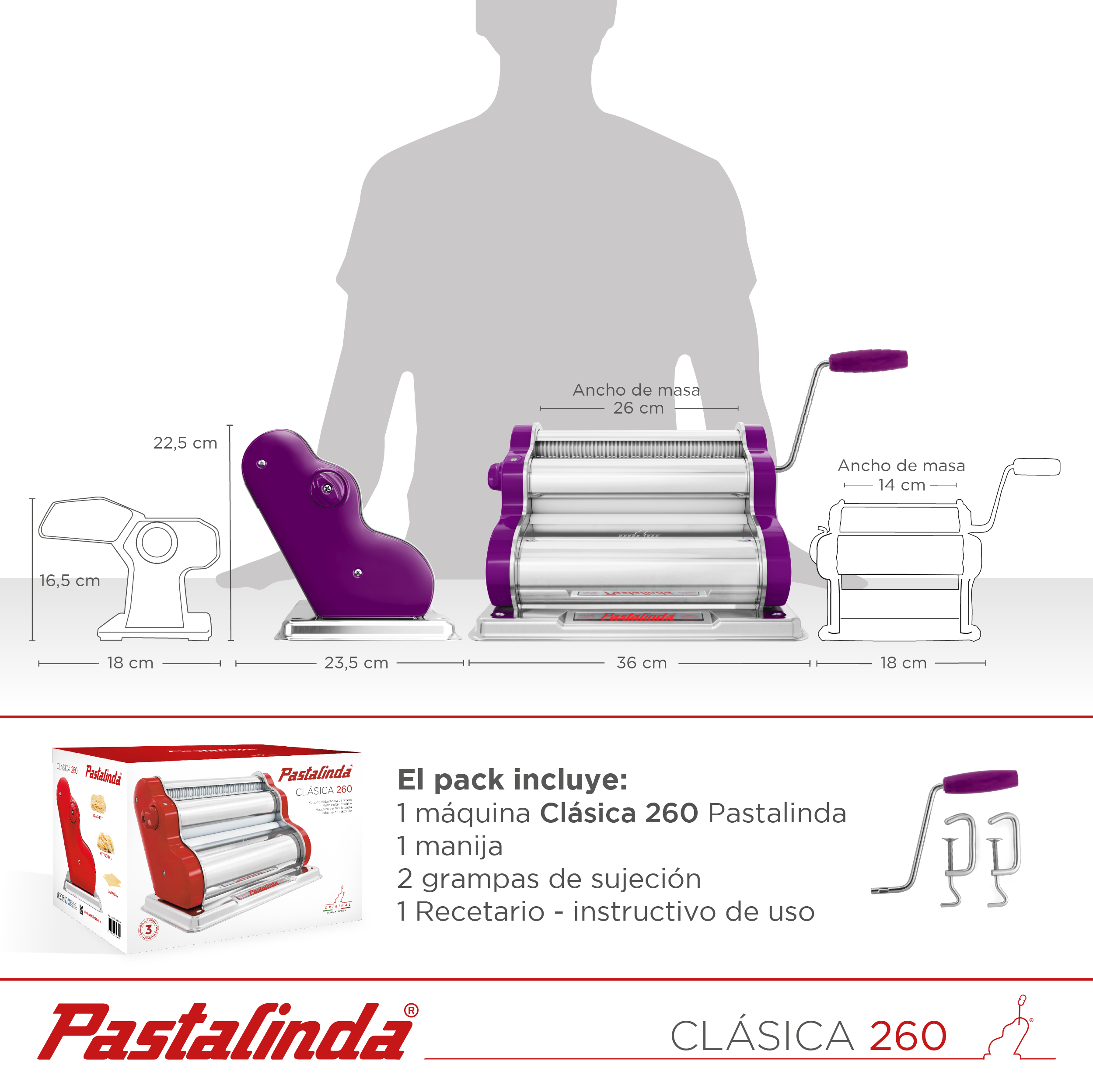 Pastalinda Classic 260 Violet Pasta Maker