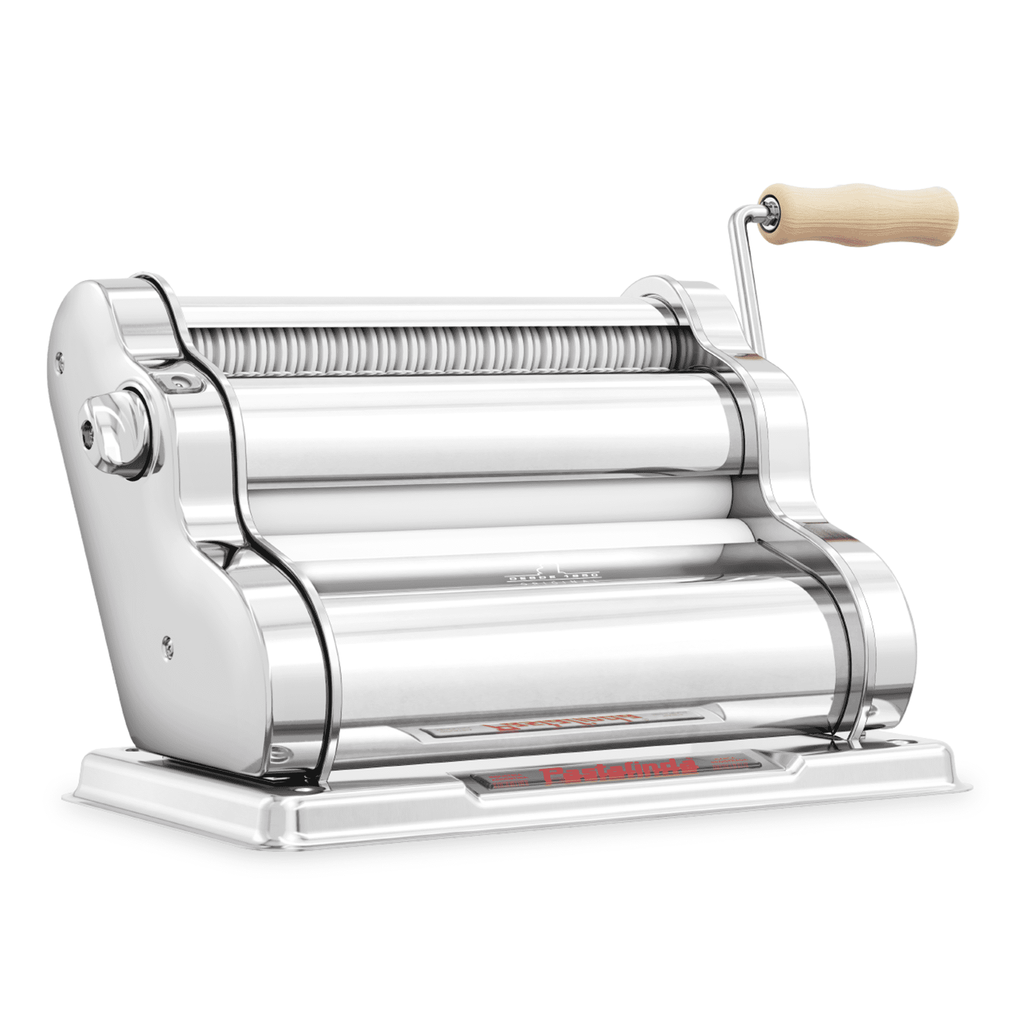 Pastalinda Classic 260 Chrome Pasta Maker Machine With Hand Crank And Two Clamps - Pastalinda
