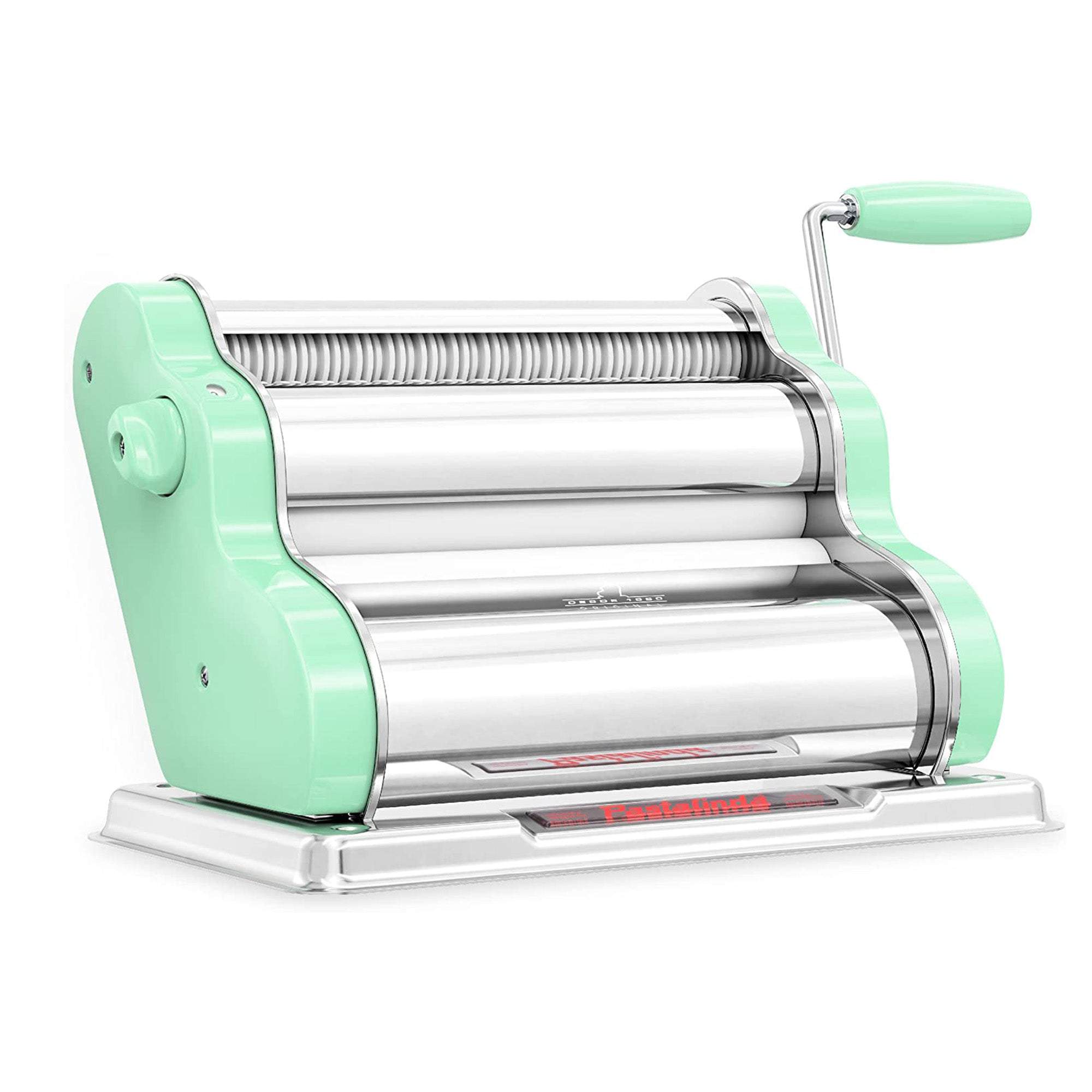 Pastalinda Classic 260 Pastel Green Pasta Maker Machine With Hand Crank And Two Clamps - Pastalinda