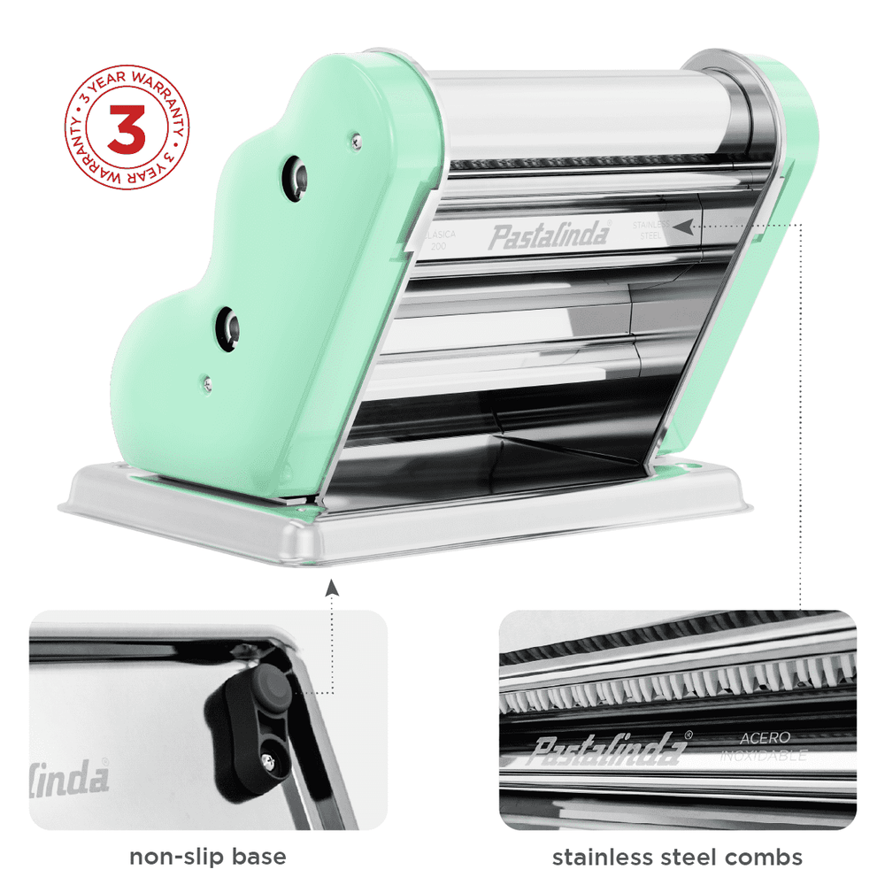 Classic 200 Pastel Green Pasta Maker Machine With Hand Crank And Two ...