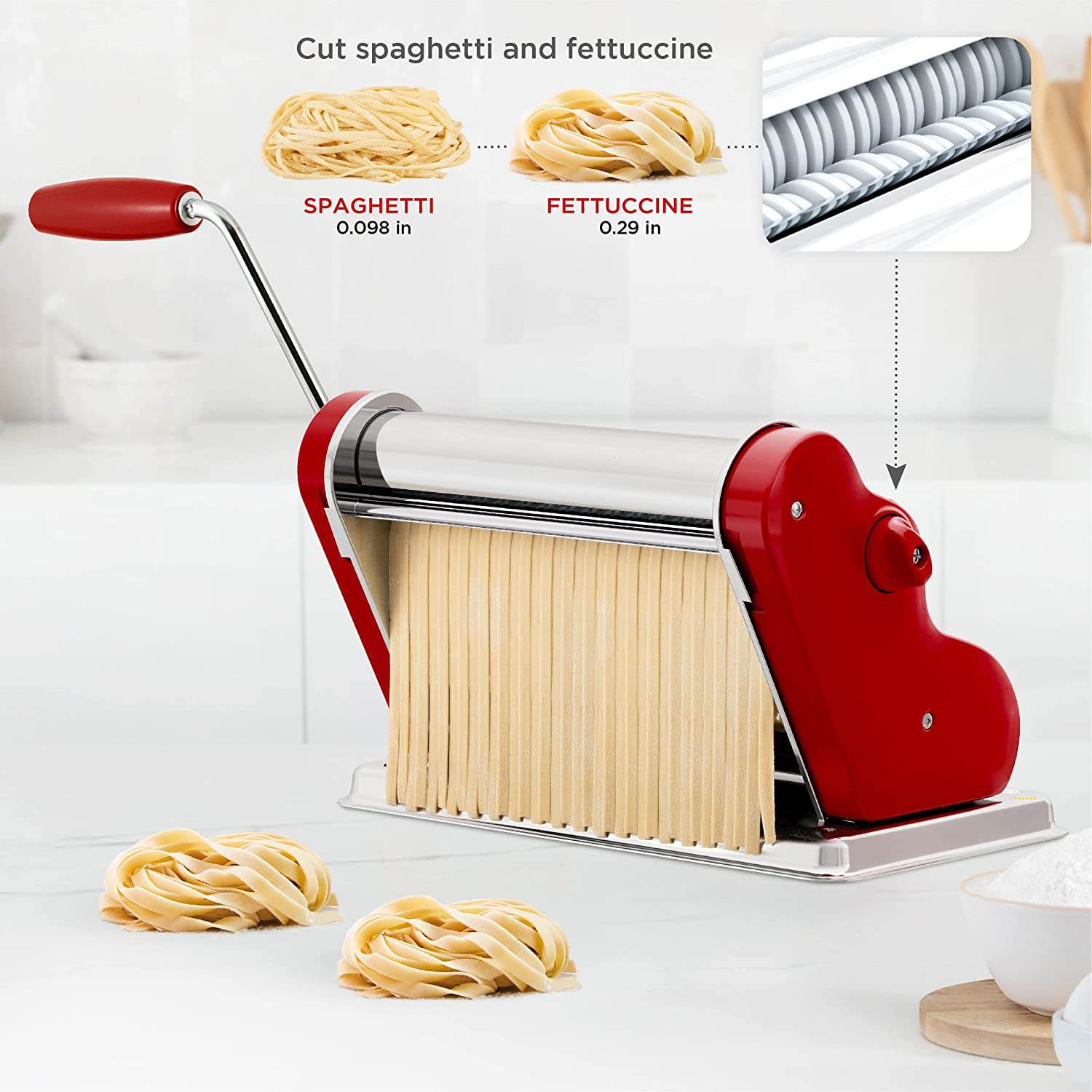 Pastalinda Classic 260 Bordeaux Pasta Maker Machine With Hand Crank And Two Clamps - Pastalinda
