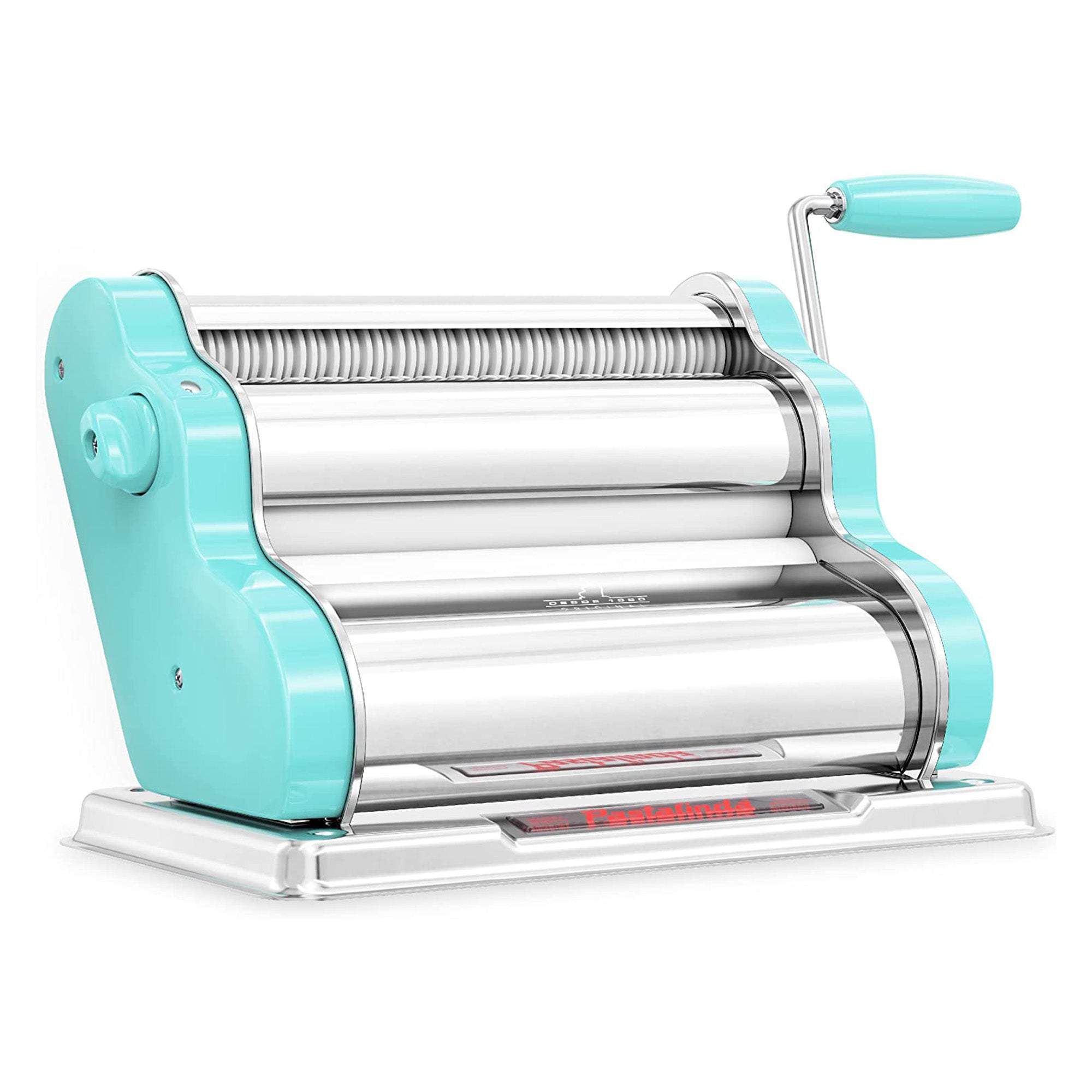 Pastalinda Classic 260 Light Blue Pasta Maker Machine With Hand Crank And Two Clamps - Pastalinda
