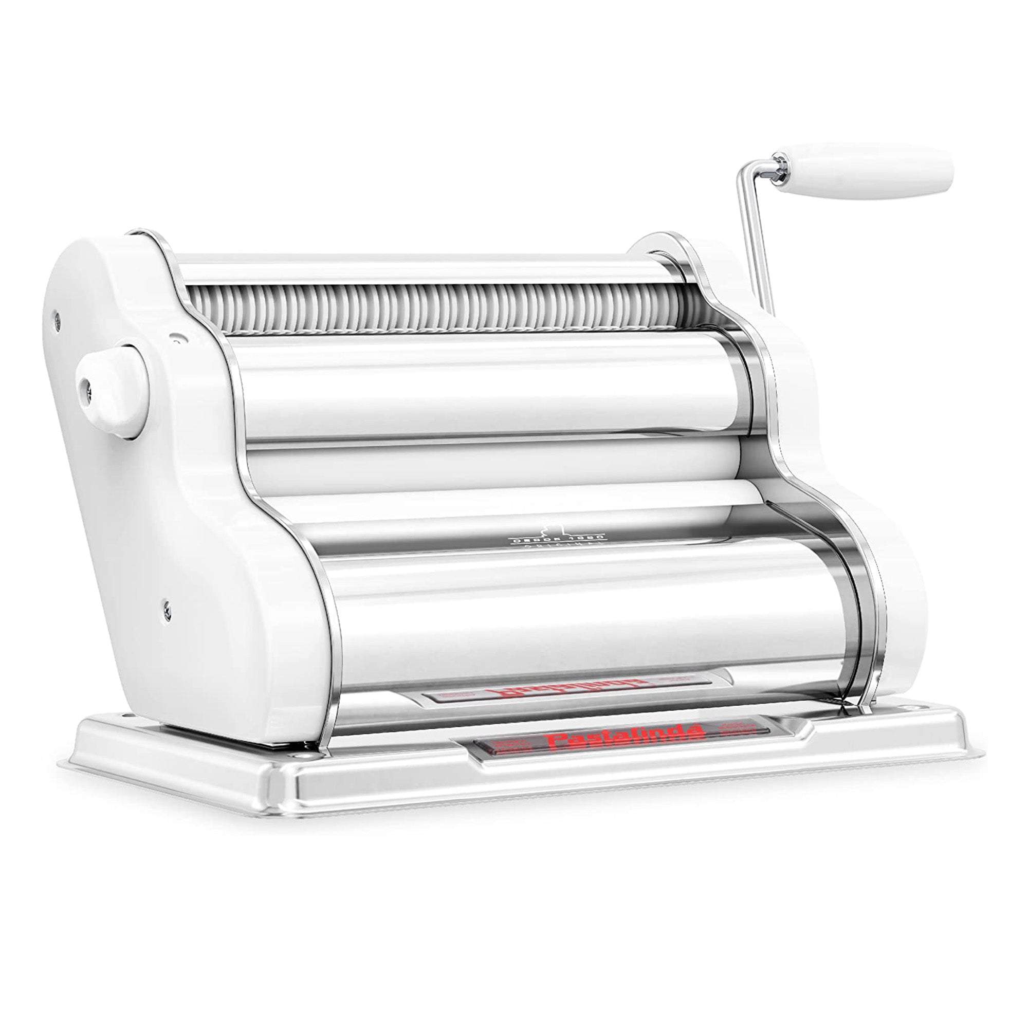 Pastalinda Classic 260 White Pasta Maker Machine With Hand Crank And Two Clamps - Pastalinda