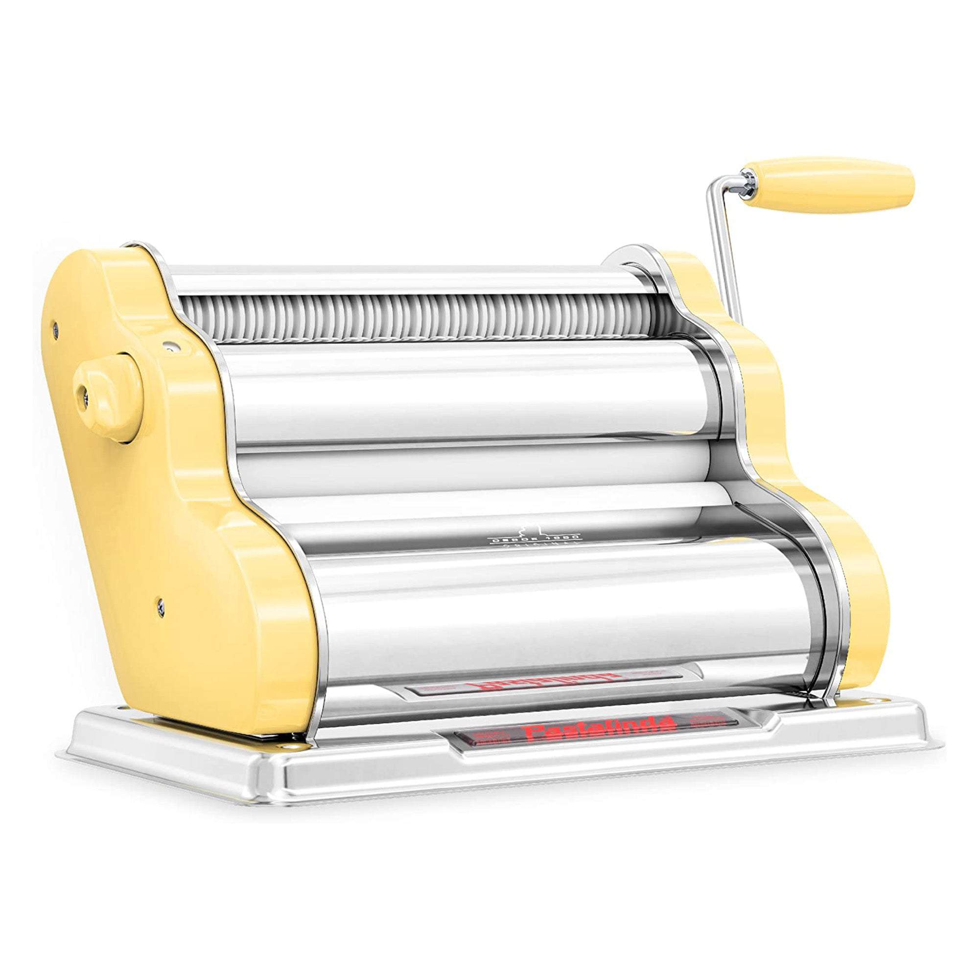 Pastalinda Classic 260 Yellow Pasta Maker Machine With Hand Crank And Two Clamps - Pastalinda